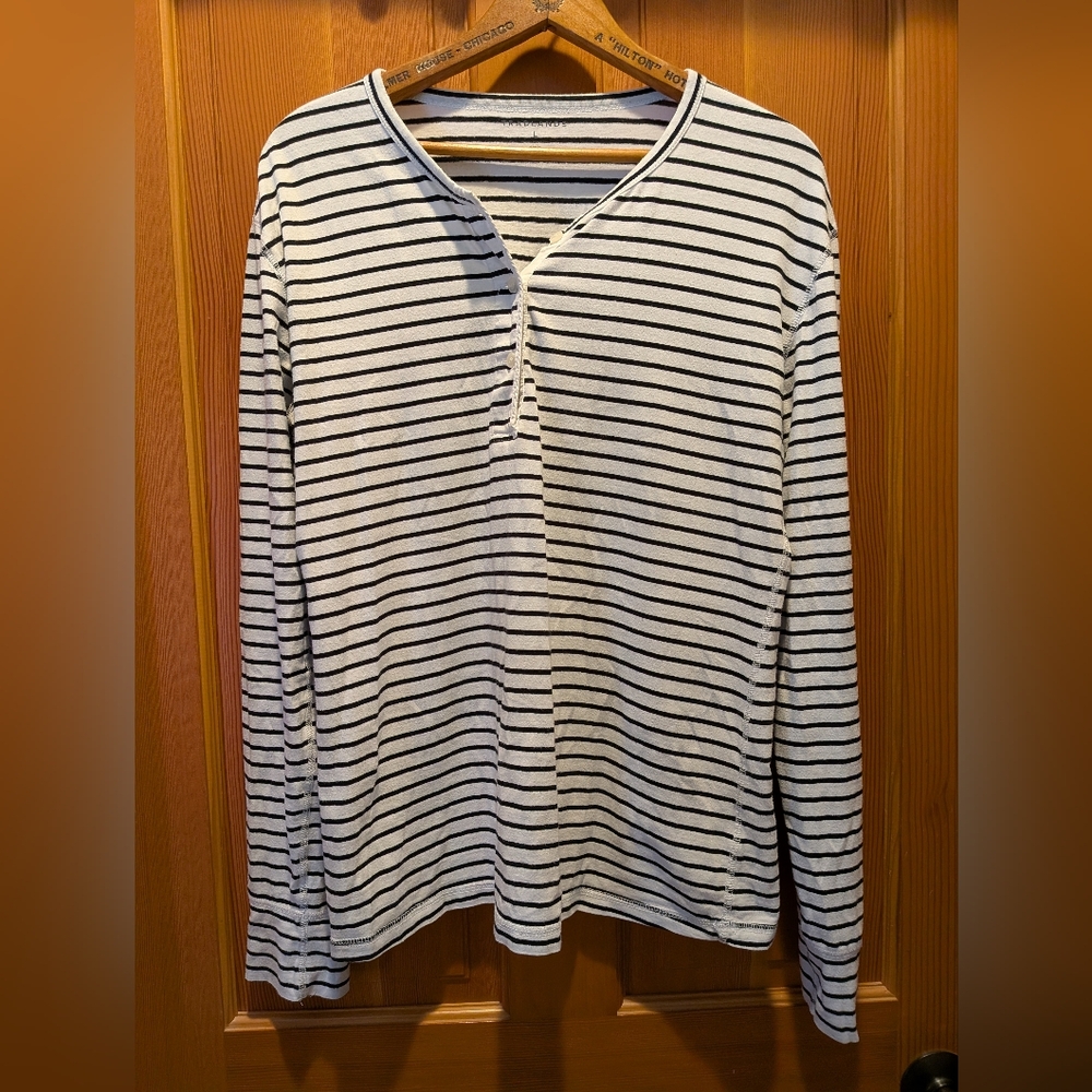 Tradlands Striped Long Sleeve Tee in Black and White